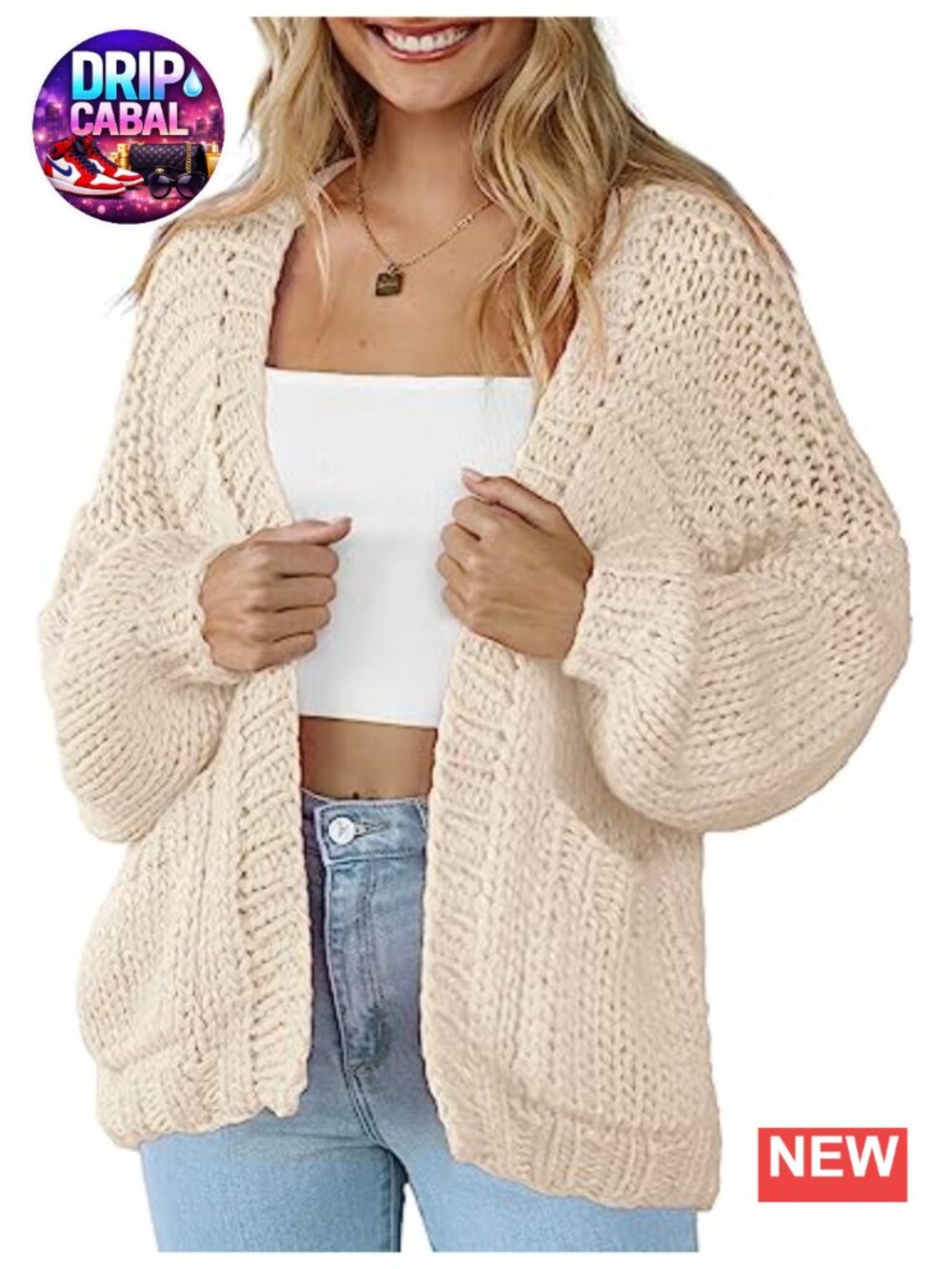 Women's Soft Knit Open Front Cardigan with Pockets Long Sleeve